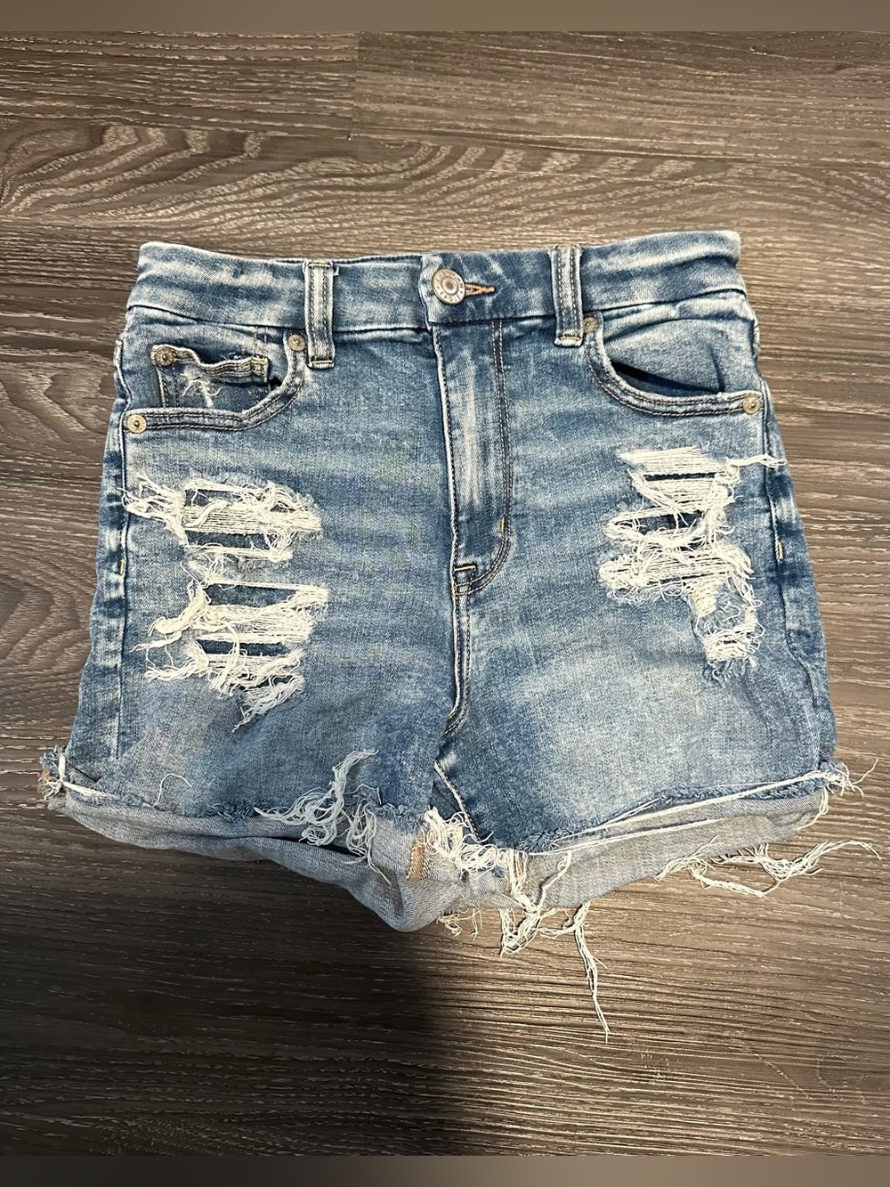 American Eagle Outfitters High-Rise Distressed Denim Shorts